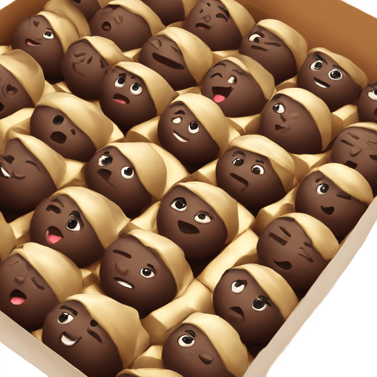 4 chocolate truffles in a box emoji