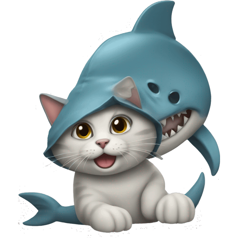 cat with shark hat emoji