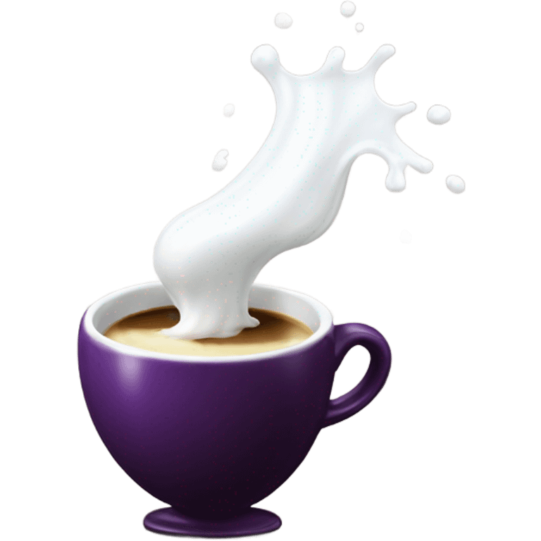 Eggplant drips milk into coffee emoji