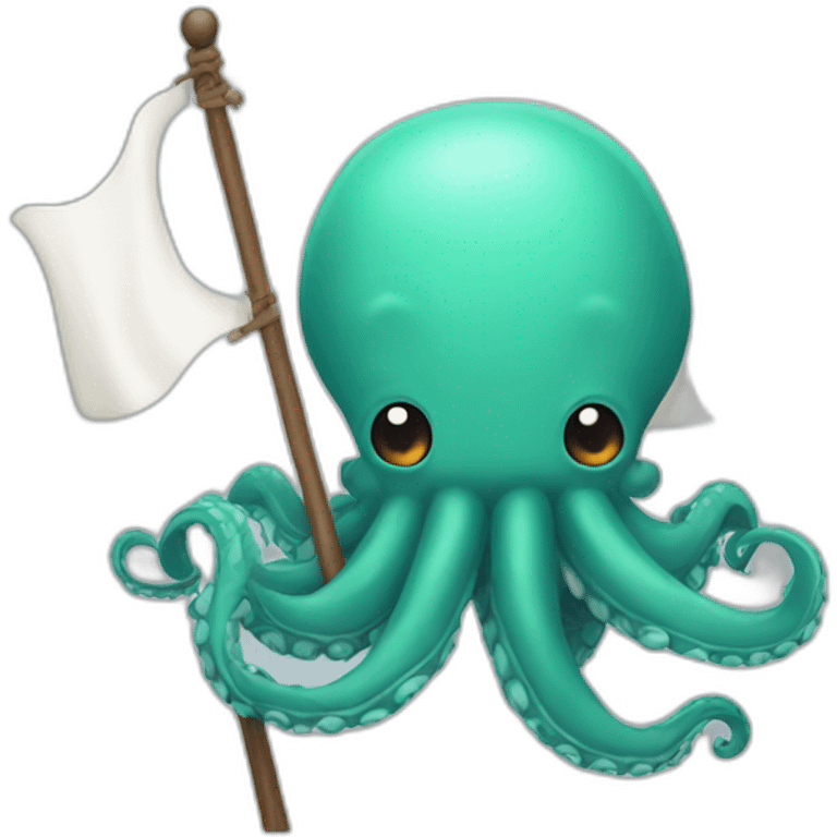 cute kraken hanging a white flag emoji