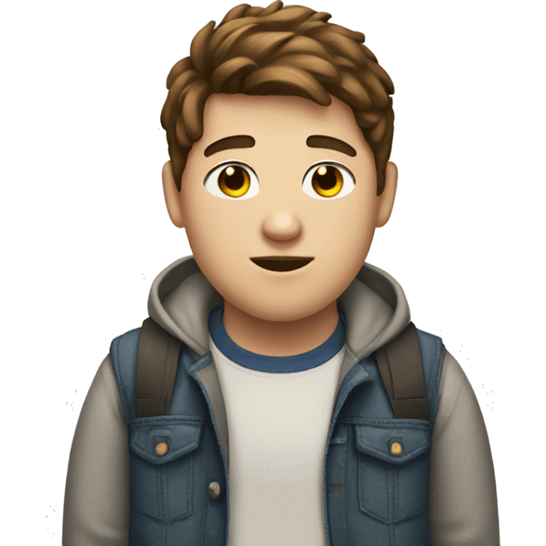 Teenage boy with brown hair who is overweight  emoji