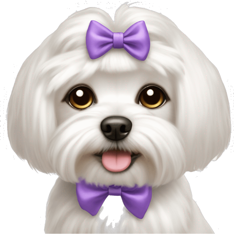 Maltese cute dog with a coquette bow on top emoji