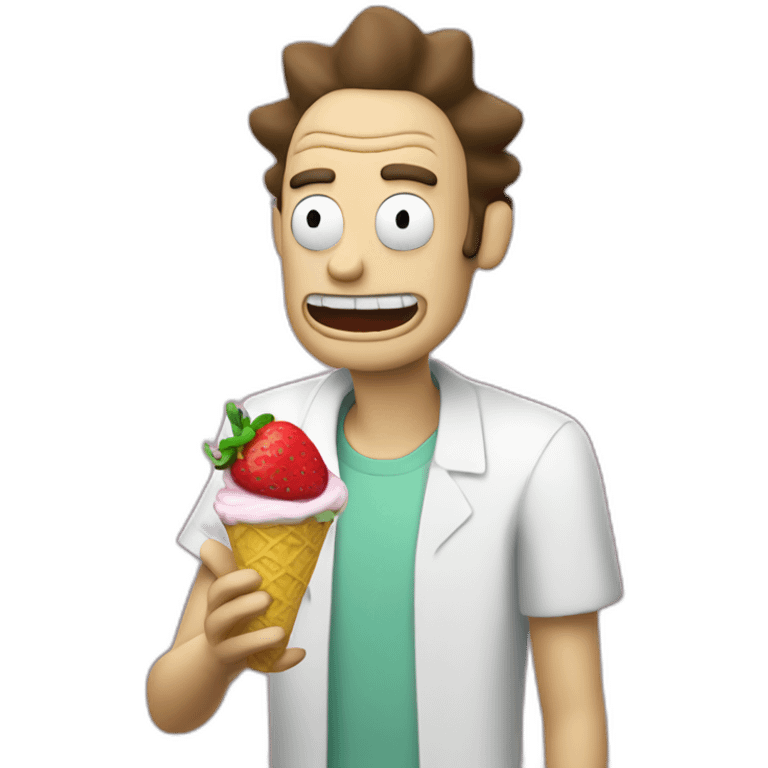 rick from rick and morty eating a strawberry lemon gelato emoji