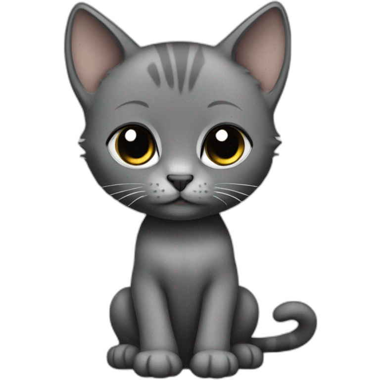 full body grey and black baby skinny cat emoji