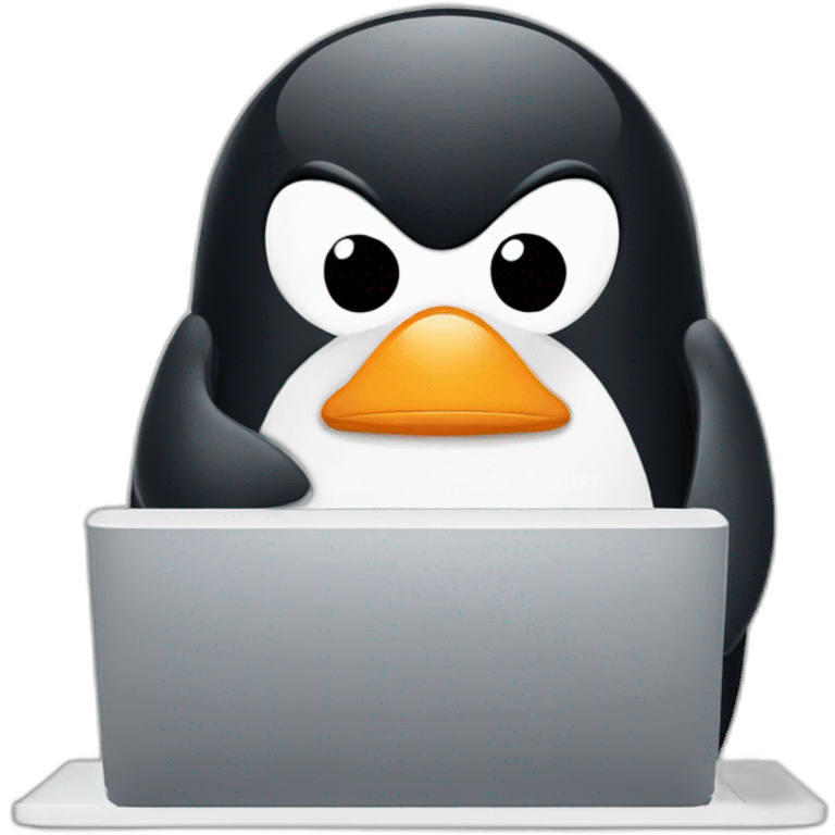 penguin angry typing on a computer emoji