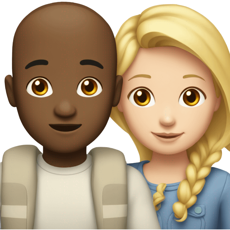 Couple with three kids. Mixed man. White woman. Two white toddlers. One mixed young girl emoji