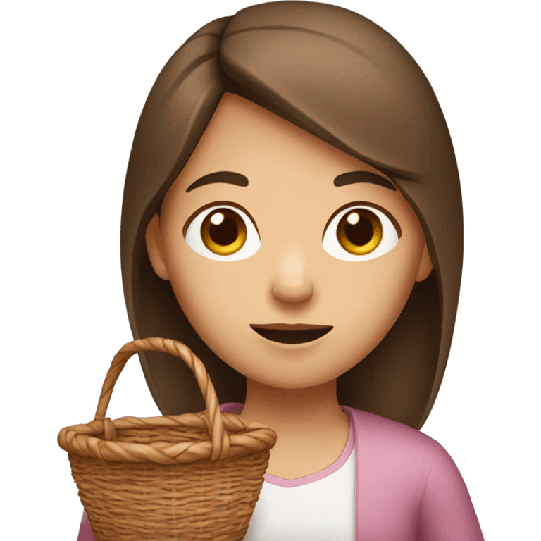 Girl with Brown hair holding an empty basket  emoji