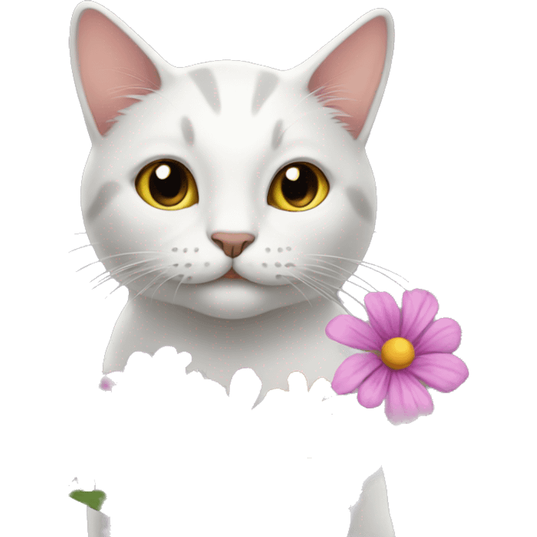 Cat eating flowers emoji