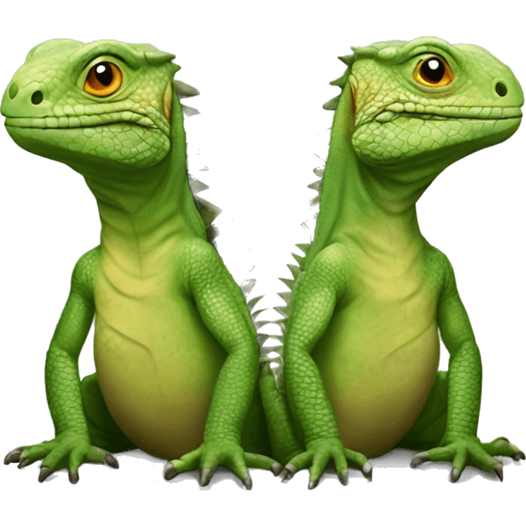 Casal de iguanas abraçadas uma atrás da outra  emoji