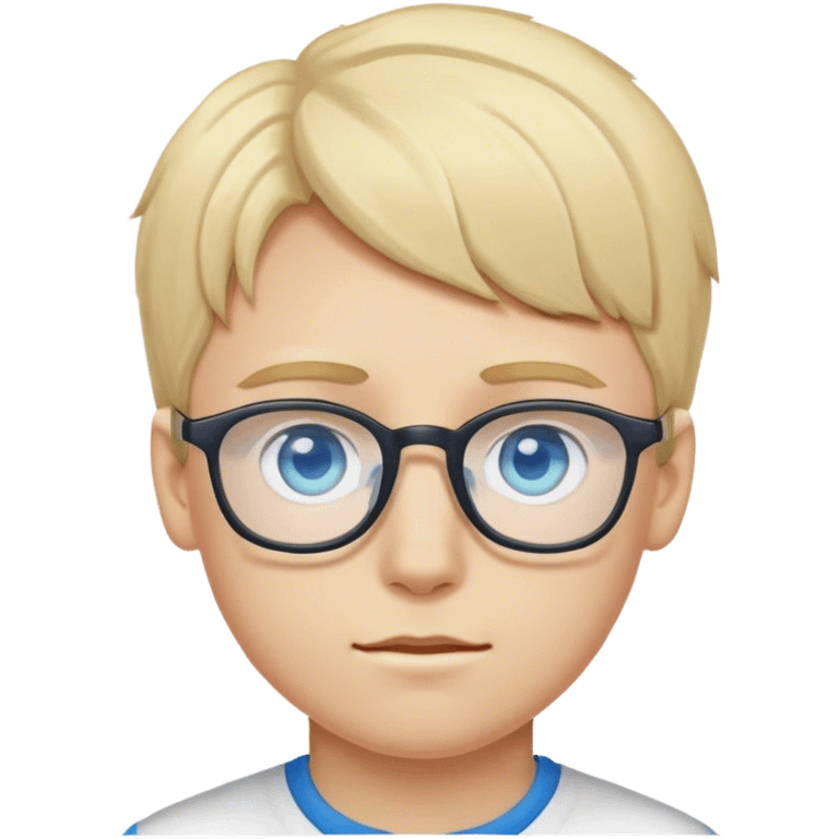 Boy with blue eyes, blond hair to the left and glasses emoji