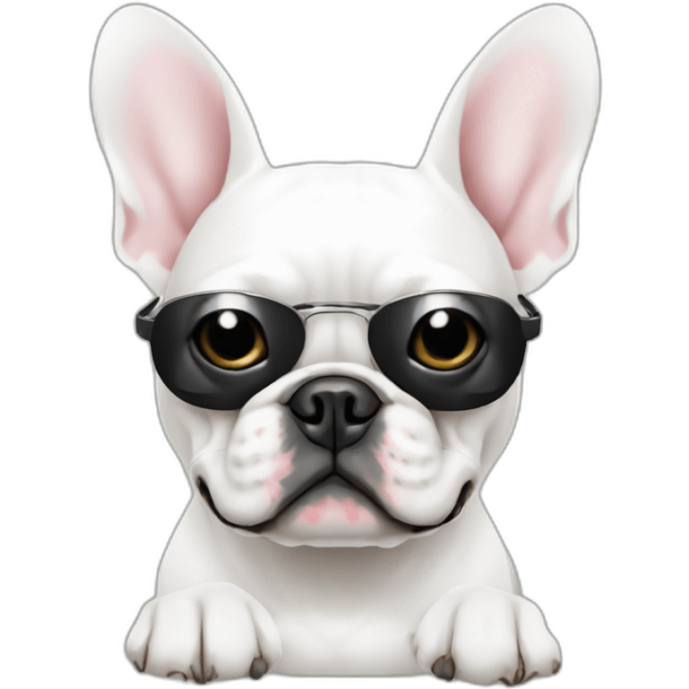 white dj FRENCH BULLDOg with turntable emoji