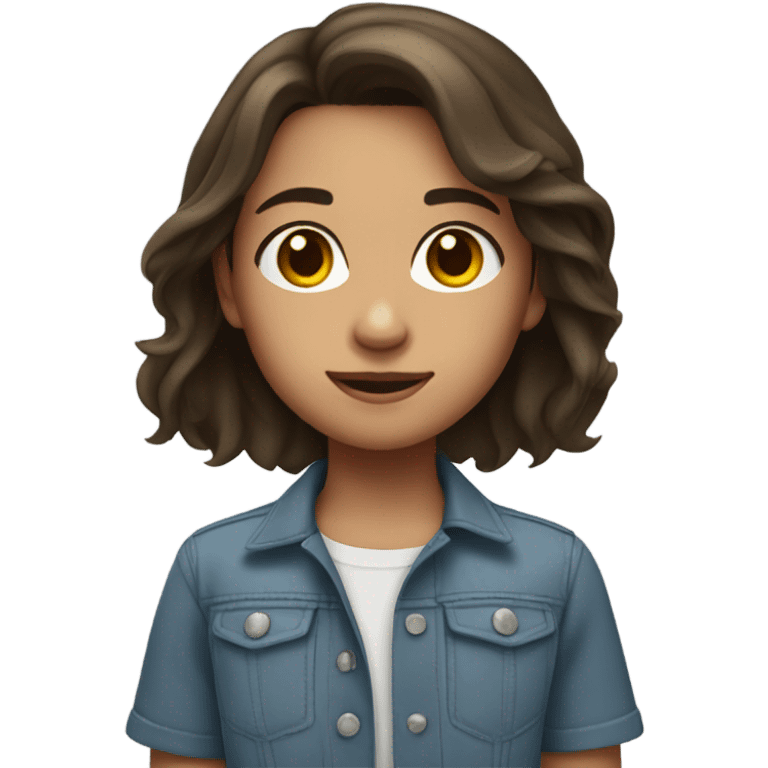 young brunette girl portrait emoji