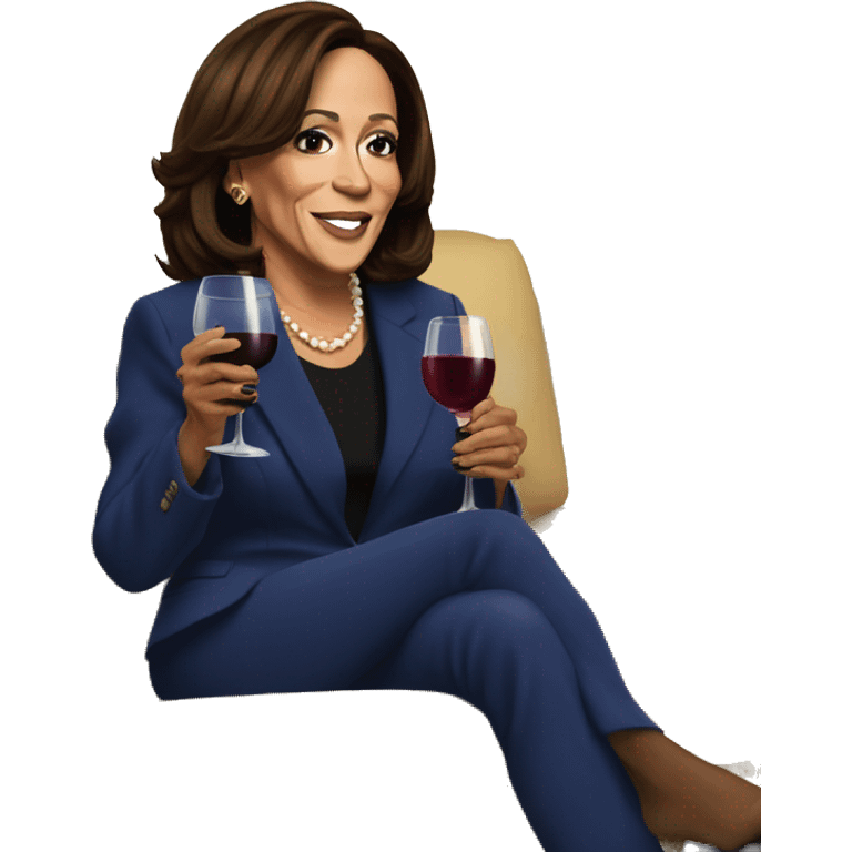 Kamala Harris drinking wine while watching reality tv emoji