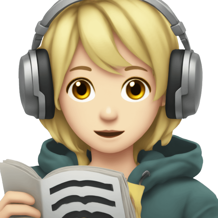 anime fan listening to radio emoji