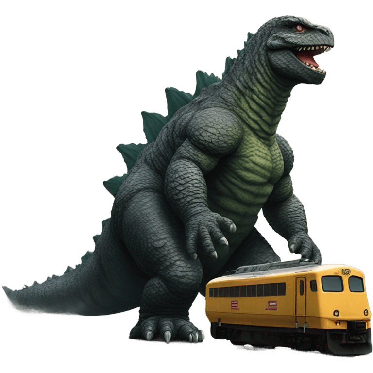 Godzilla with train car emoji