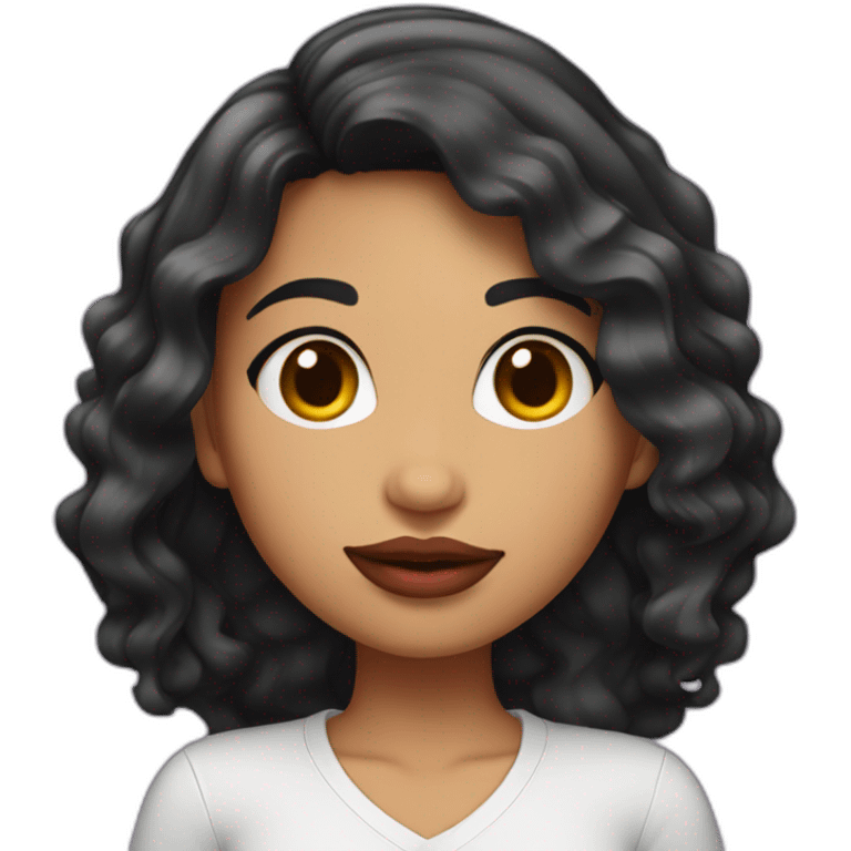 hispanic girl with wavy black hair and juicy lips posing emoji