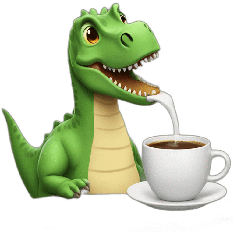 dino drinking coffee emoji