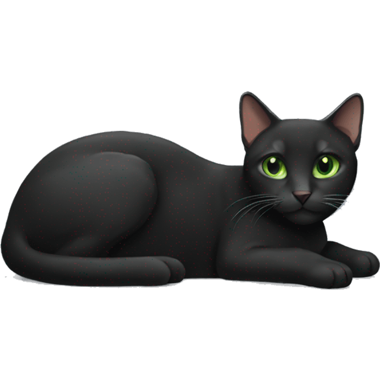  black Carey cat white neck and green eyes lying down emoji