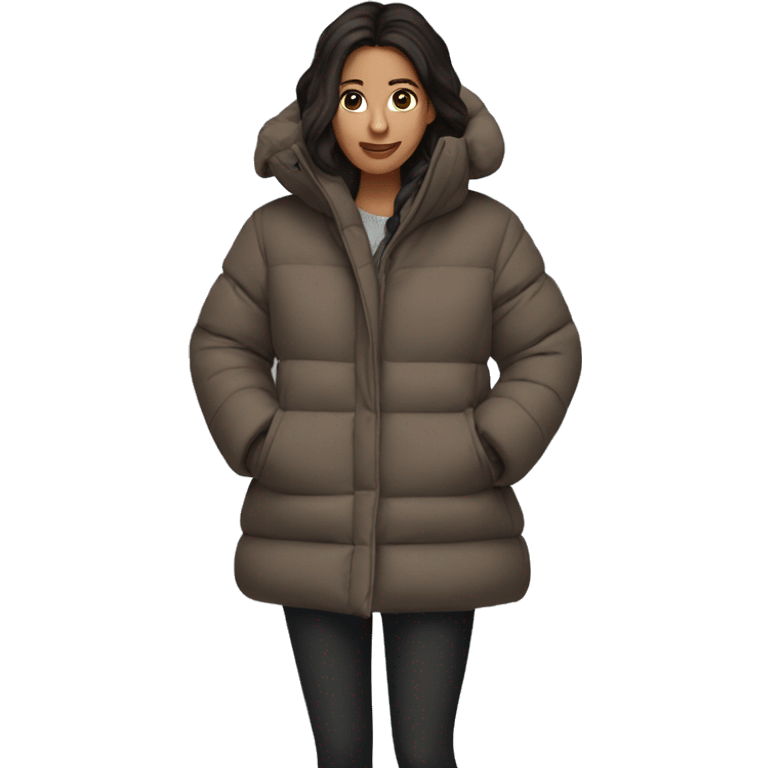 brunette in an oversized puffer coat emoji