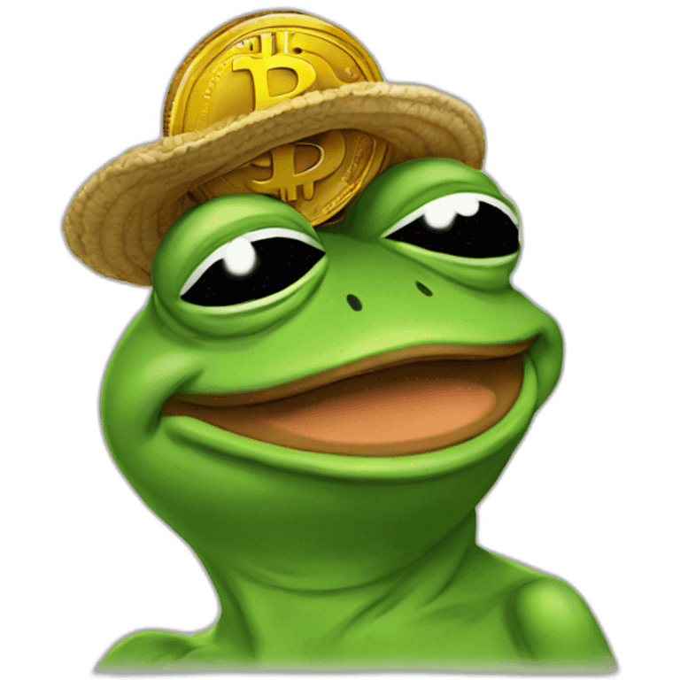 Pepe frog with bitcoin emoji