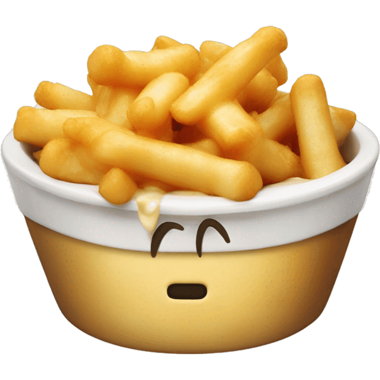 Cheese curds on top of poutine emoji