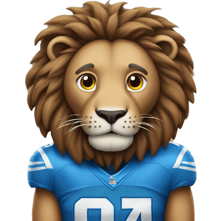 A lion wearing a Detroit Lions jersey  emoji