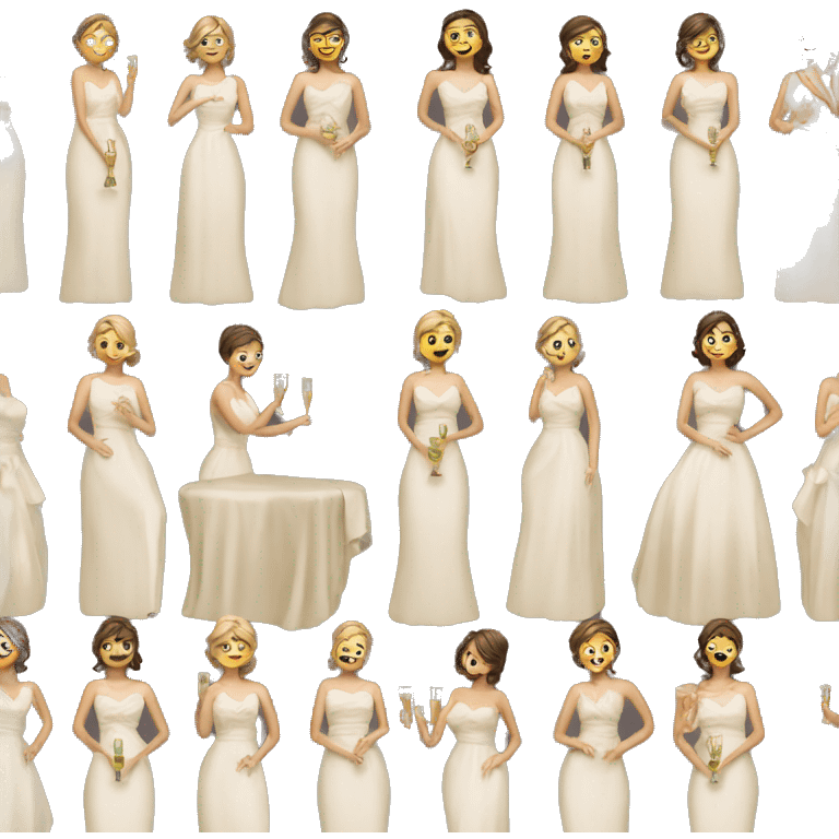 bridesmaids with champagne emoji