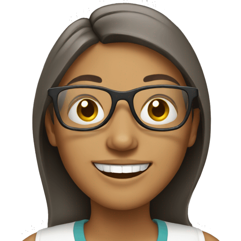 Woman with glasses smiling emoji