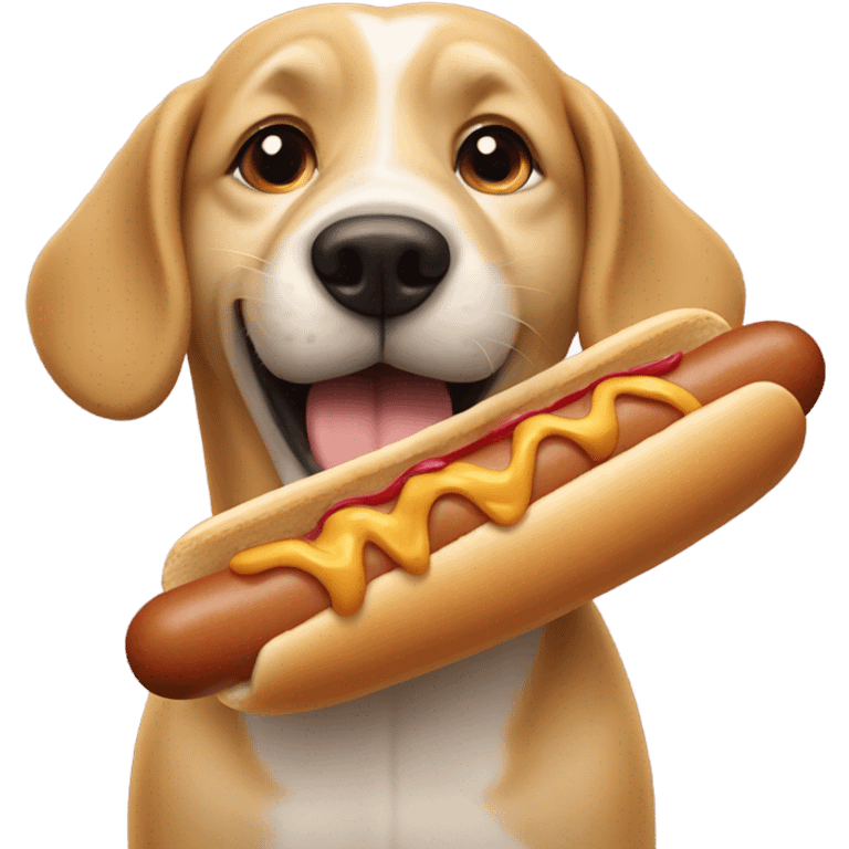 Dog eating a hot dog emoji