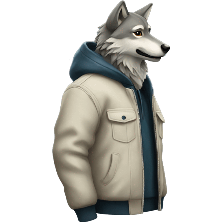 Wolf whit jacket on emoji