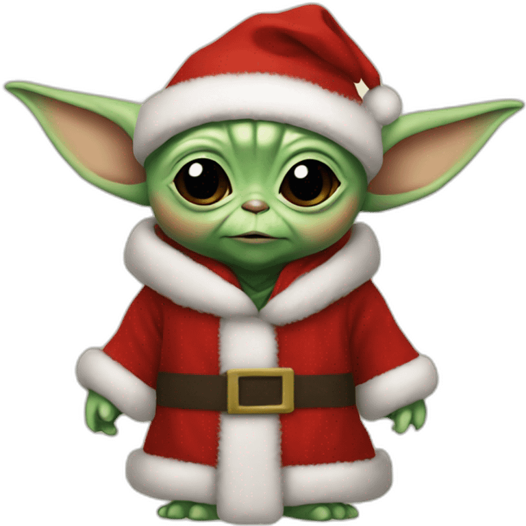 Baby Yoda wearing Santa Claus outfit emoji