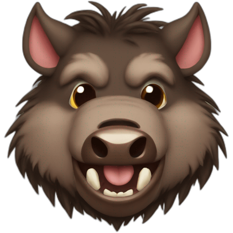 furries brown boar with fangs emoji