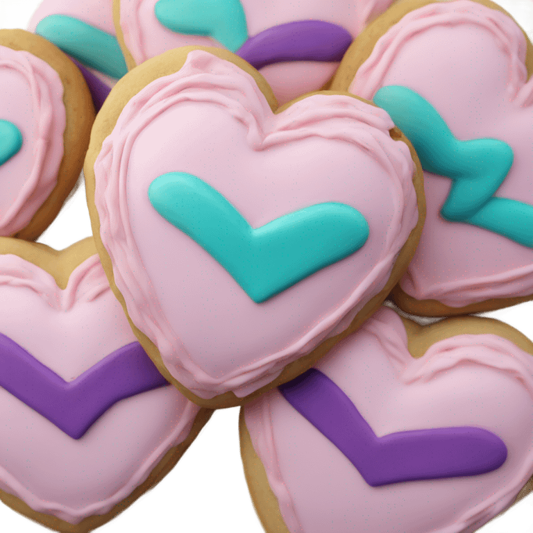 Cookie heart with teal purple awareness ribbon emoji