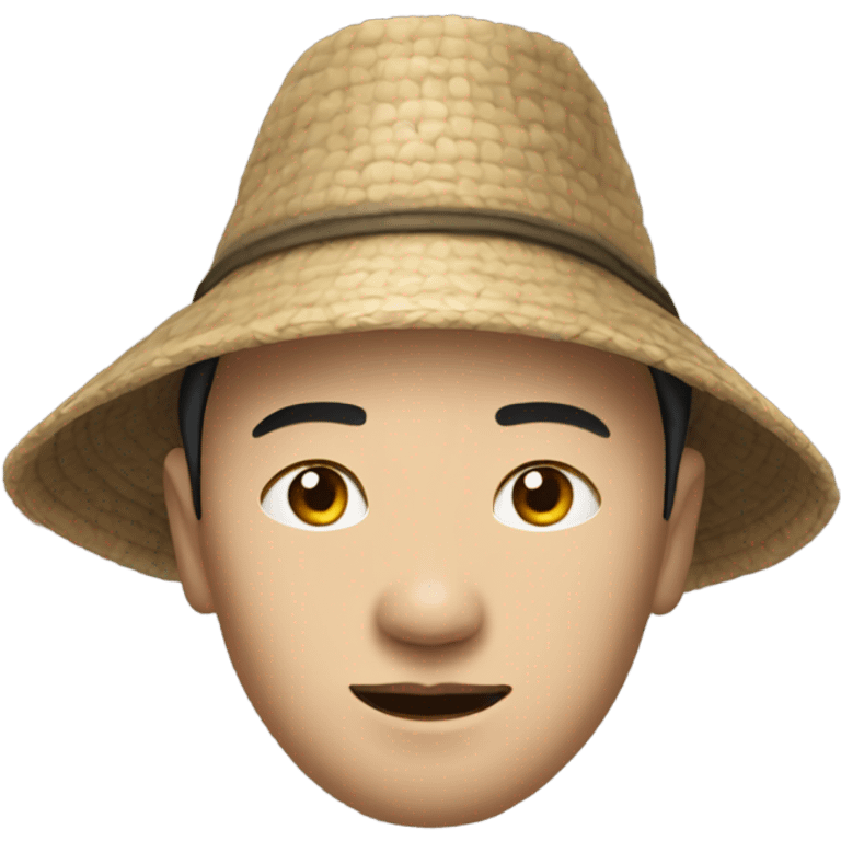 photorealistic Chinese peasant in sedge hat emoji