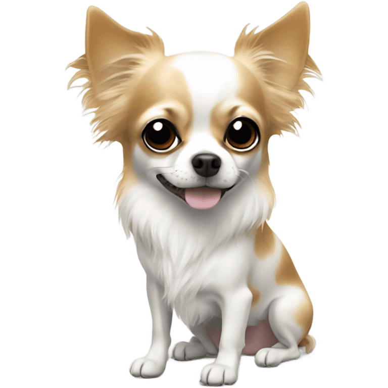 Long hair chihuahua white with black spots emoji