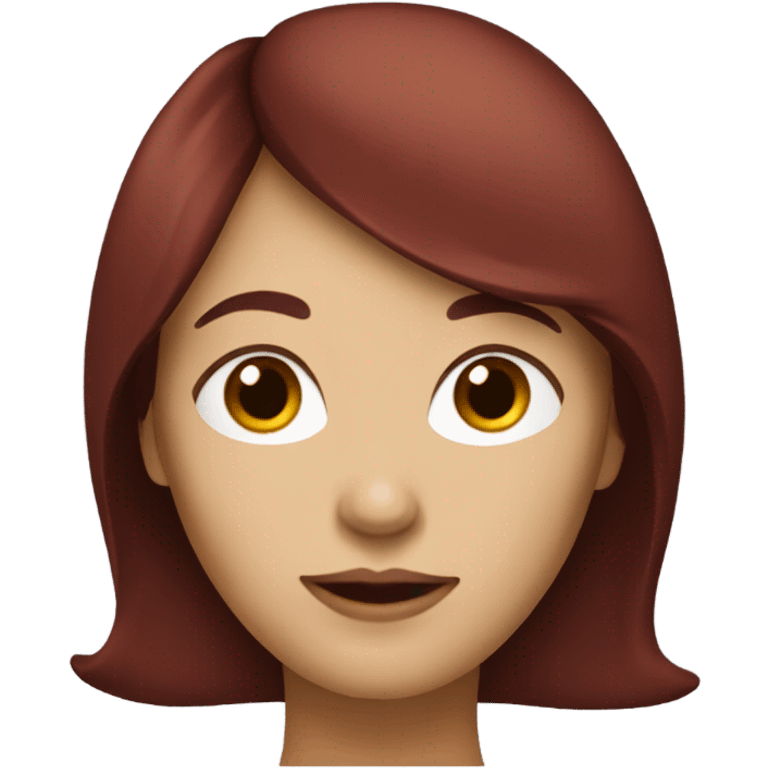 a woman with dark red hair shoulder length with bang emoji