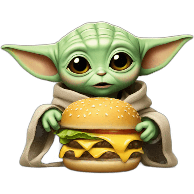 Baby Yoda eat burger emoji