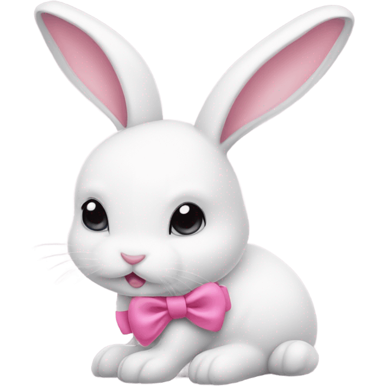 white bunny with pink bow emoji