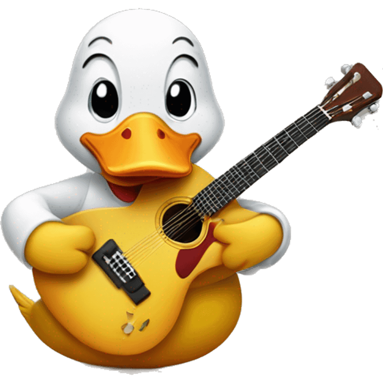 a guitar-playing duck emoji