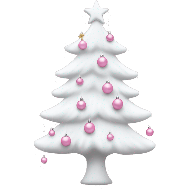 white christmas tree with baby pink ornaments  emoji