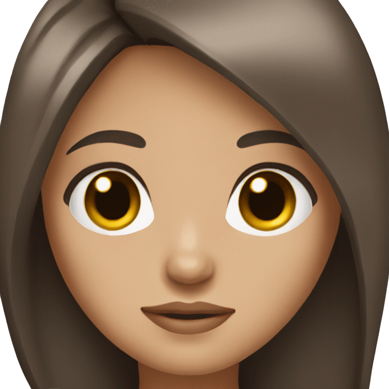 Dark brown straight hair girl with brown eyes and light skin  emoji