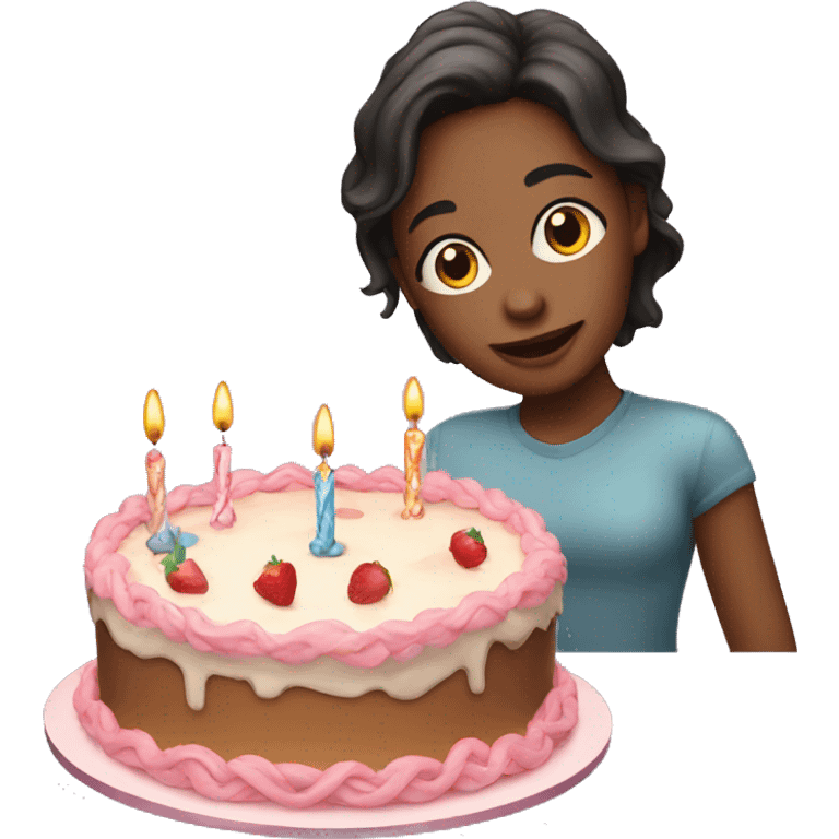 girl with birthday cake emoji