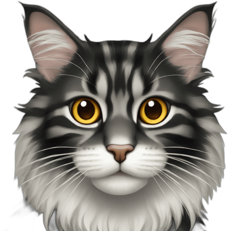 Black and white striped Maine coon with Amber eyes emoji