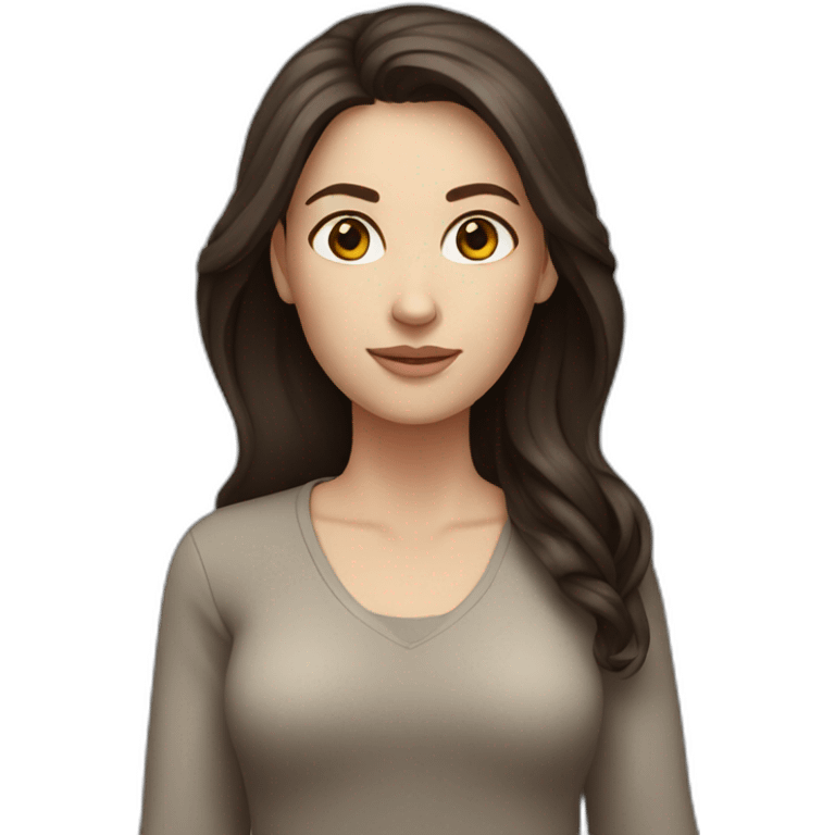 white woman, dark long brown hair, full body emoji