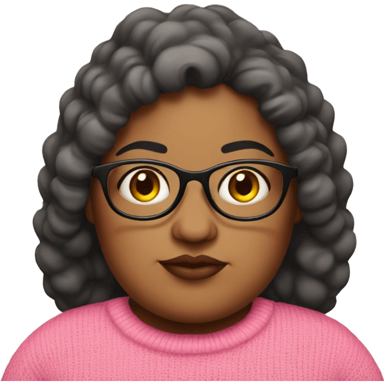 Fat girl with thick glasses in pink jumper  emoji