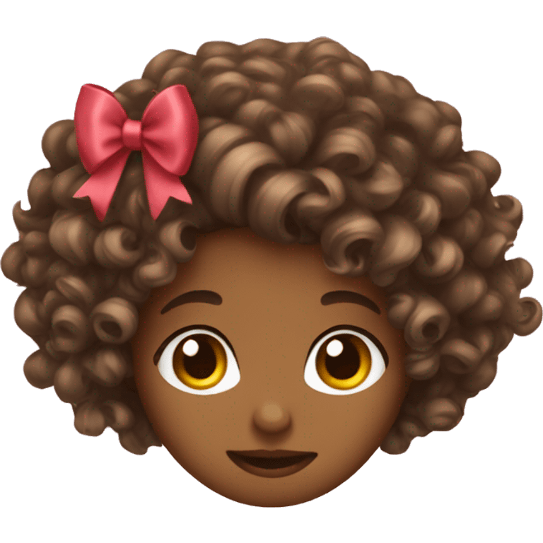 Curly hair Brown with bow emoji