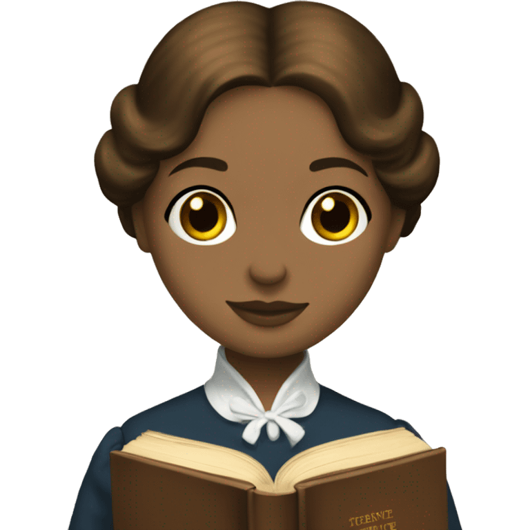 Charlotte Bronte holds a book in her hand emoji