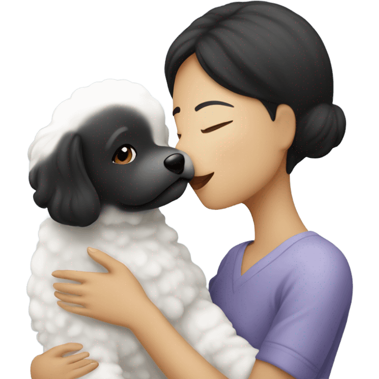 A bichon kissing an Asian woman  emoji