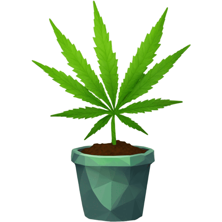 low poly Potted Indica weed cute  emoji