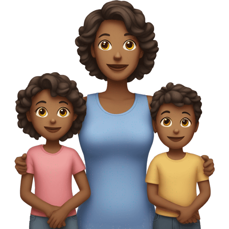 Mom and 3 kids emoji